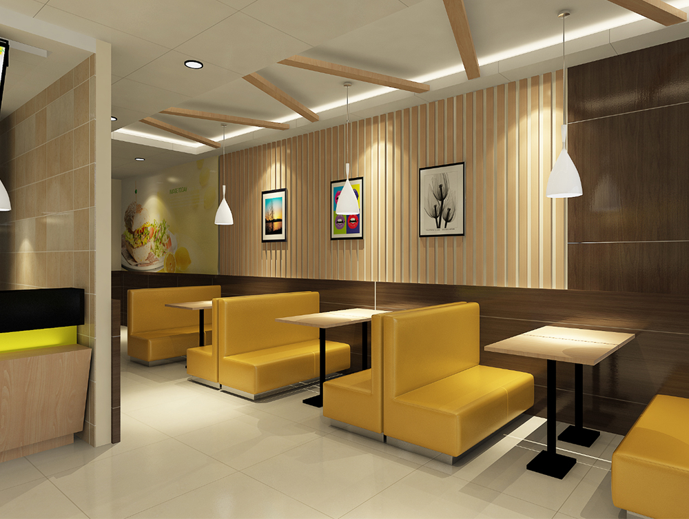 项目地址 :成华区 项目设计: 现代简约  麦嘉乐炸鸡汉堡快餐店采用